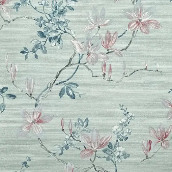 Oriental Jardin Floral Sage Wallpaper Sample 1