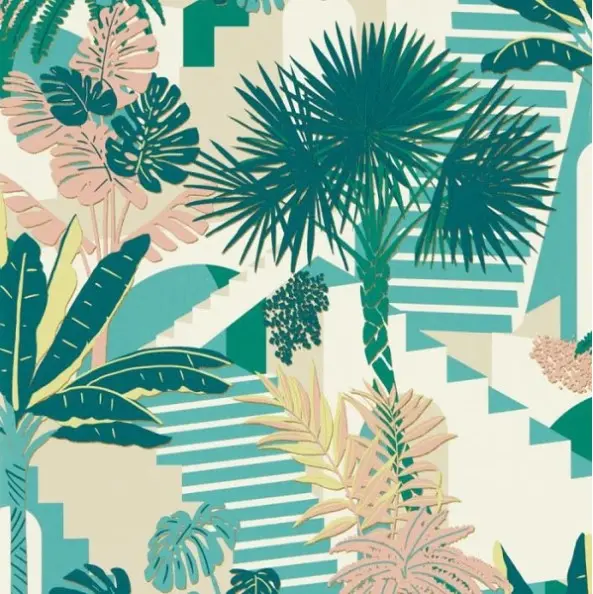 Clarke & Clarke Malindi Wallpaper - Mineral/Blush Sample 1