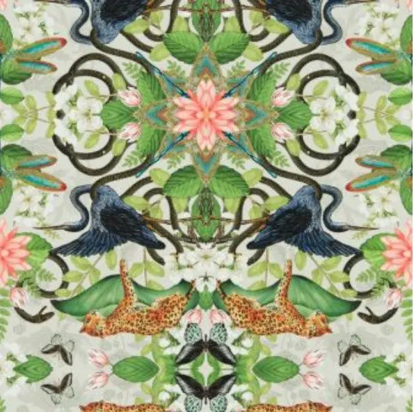 Clarke & Clarke Wonderlust Tea Story Wallpaper - Dove Sample 1