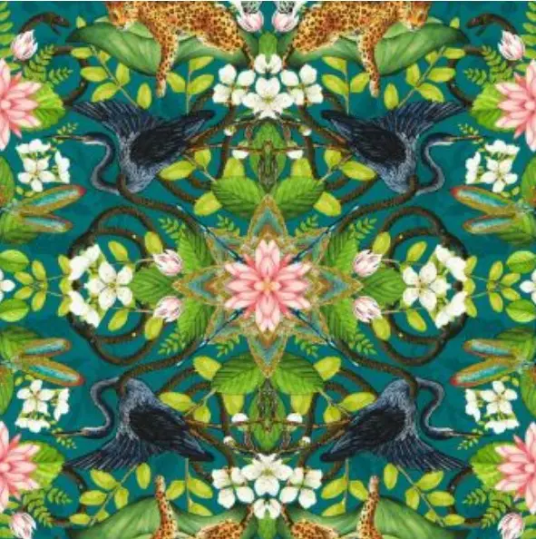 Clarke & Clarke Wonderlust Tea Story Wallpaper - Teal Sample 1