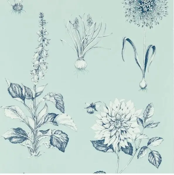 Clarke & Clarke Roseraie Wallpaper - Seaglass Sample 1