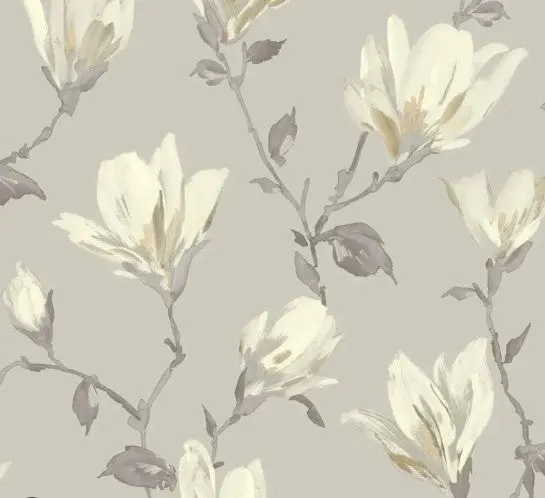 Watercolour Lily Wallpaper Natural Sample 1
