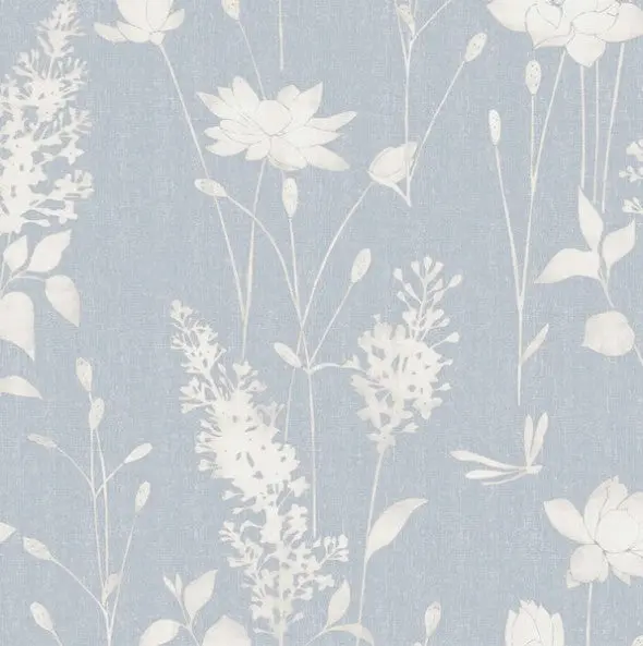 Laura Ashley Dragonfly Garden Wallpaper - Chalk Blue Sample 1