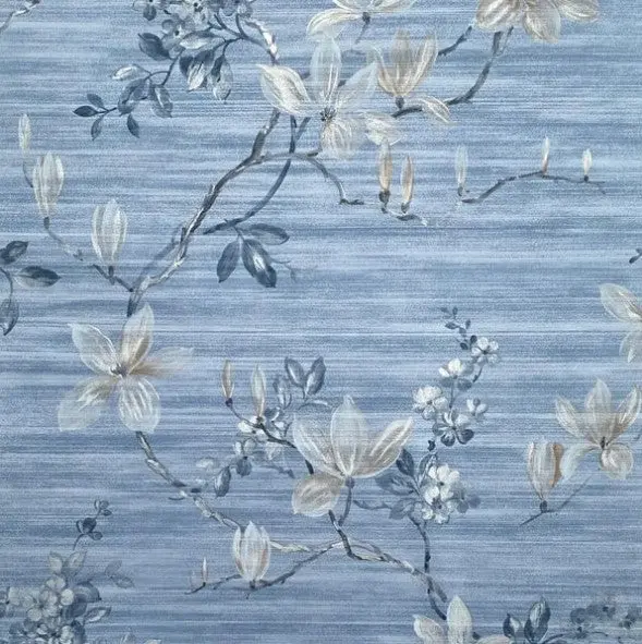 Oriental Jardin Floral Blue Wallpaper Sample 1