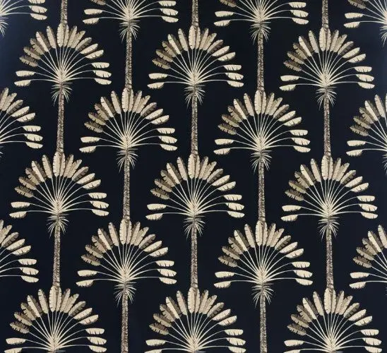 Printed Palm Palace Wallpaper - Black & Gold Sample 1