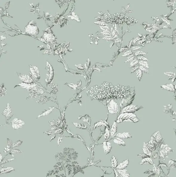 Laura Ashley Elderwood Wallpaper- Duck Egg Sample 1