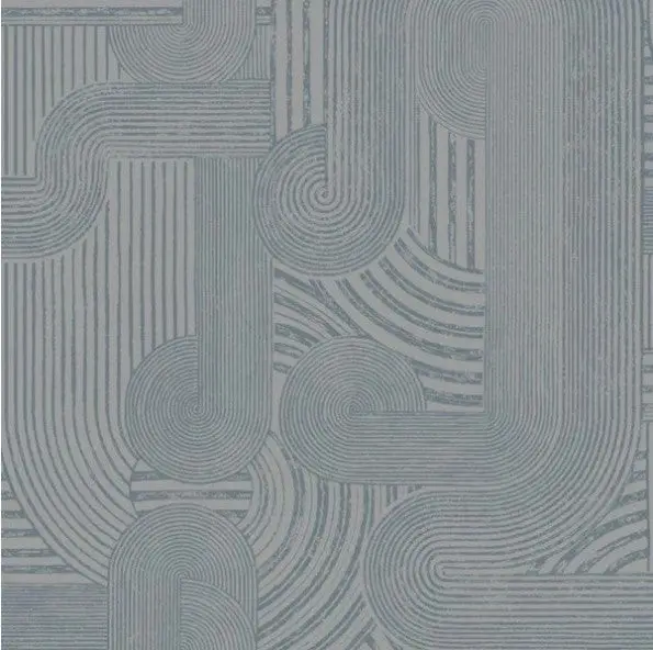 Macrame Geometric Metallic Wallpaper - Blue Sample 1