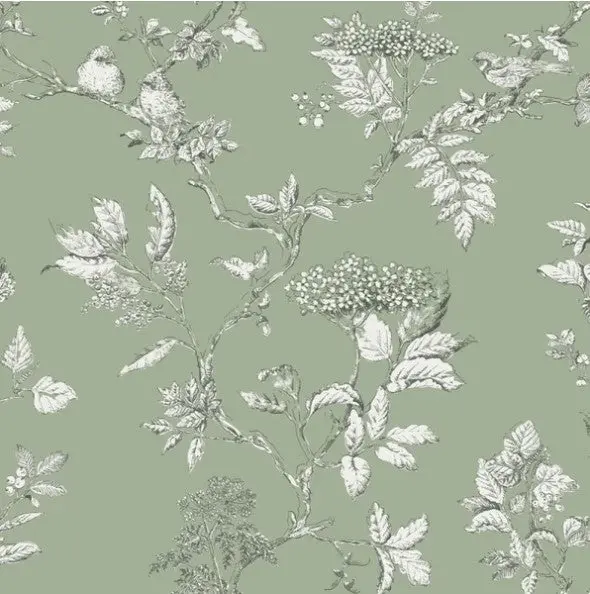 Laura Ashley Elderwood Wallpaper - Sage Sample 1