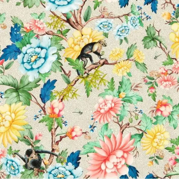 Clarke & Clarke Sapphire Garden Wallpaper - Ivory Sample 1