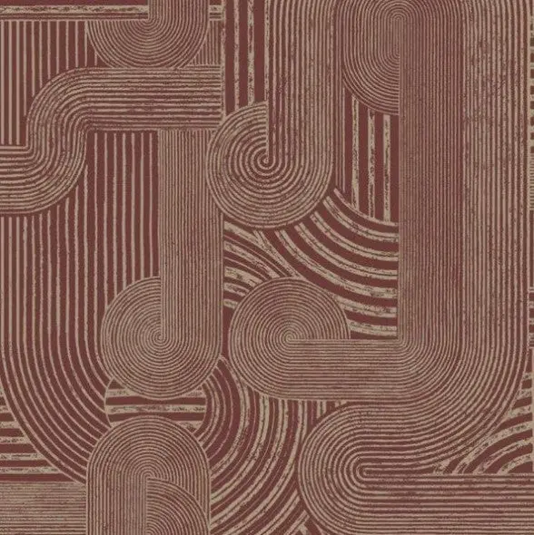 Macrame Geometric Metallic Wallpaper - Maroon Sample 1