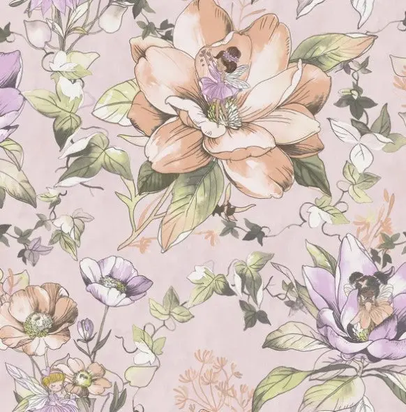 Floral Fairies Flower Pink Wallpaper Sample 1
