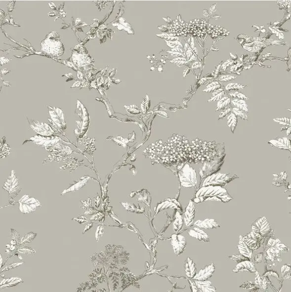 Laura Ashley Elderwood Wallpaper- Steel Sample 1