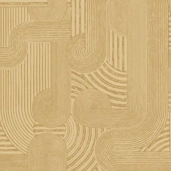 Macrame Geometric Metallic Wallpaper - Ochre Sample 1