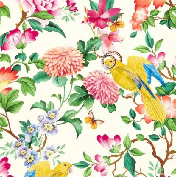Clarke & Clarke Golden Parrot Wallpaper - Ivory Sample 1