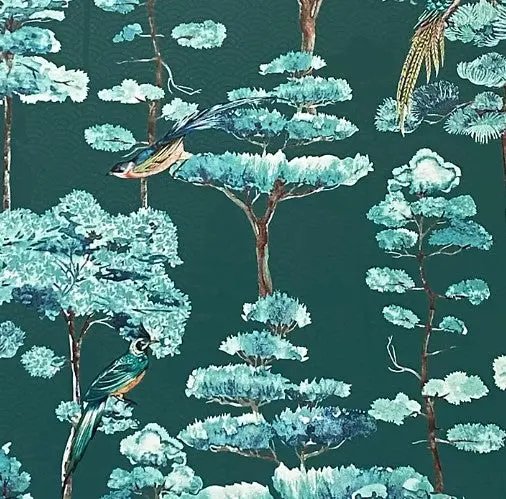 Oriental Oasis Emerald Green Wallpaper Sample 1
