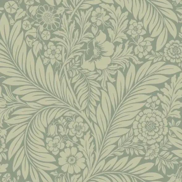 Florence Floral Leaf Wallpaper Green Sample 1