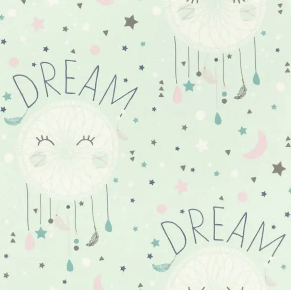 Rasch Bambino Dreamcatchers And Stars Wallpaper - Green Sample 1
