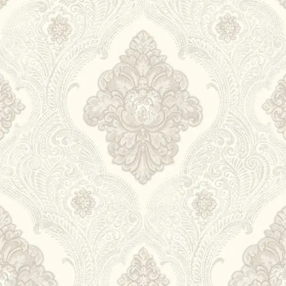 Ravella Damask Wallpaper - Neutral Sample 1