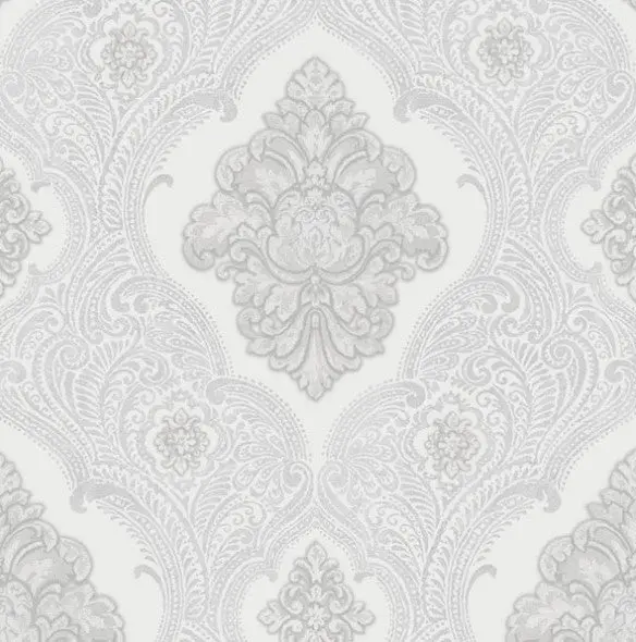 Rasch Ravella Damask Wallpaper - Silver Sample 1