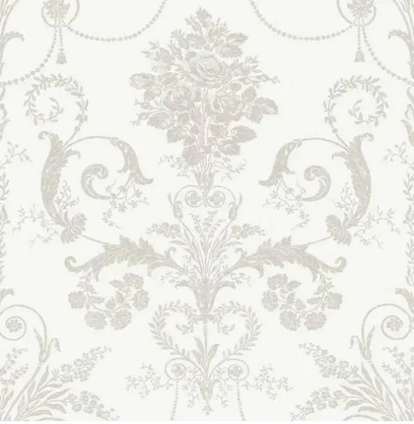 Laura Ashley Josette Dove Grey/White Wallpaper Sample 1