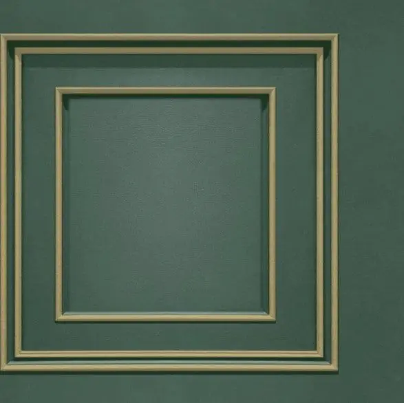 Forbidden Fruit Square Panelled Wallpaper Green/Gold Sample 1
