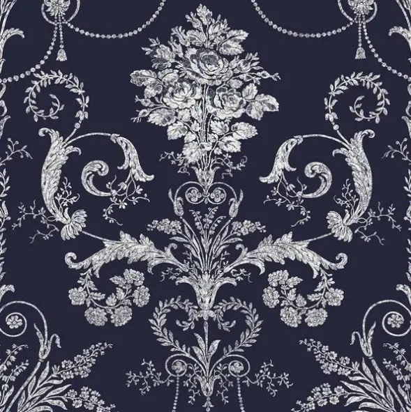 Laura Ashley Josette Midnight Wallpaper Sample 1