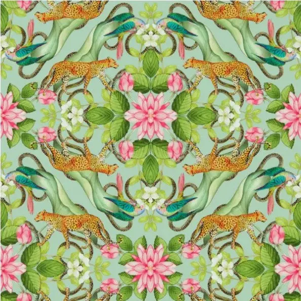 Clarke & Clarke Menagerie Wallpaper - Aqua Sample 1