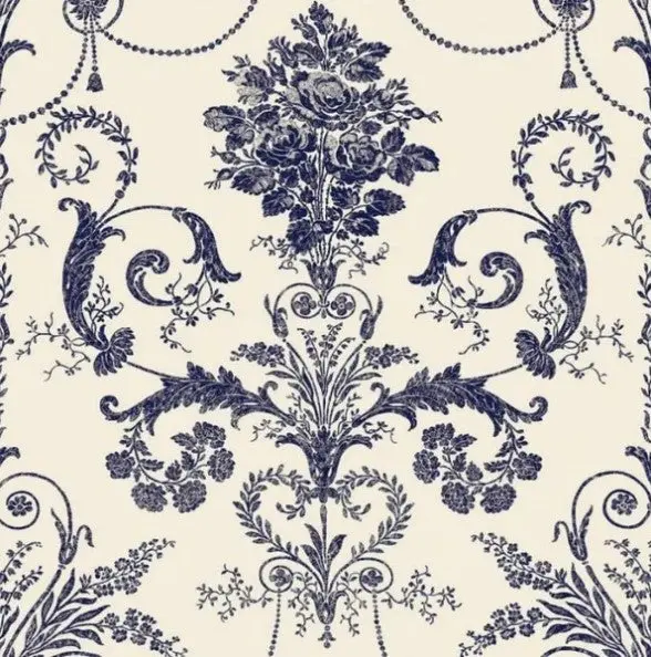 Laura Ashley Josette Off White/Midnight Wallpaper Sample 1