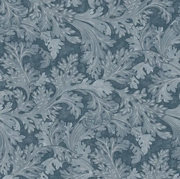 Forenza Leaf Wallpaper - Navy Sample 1
