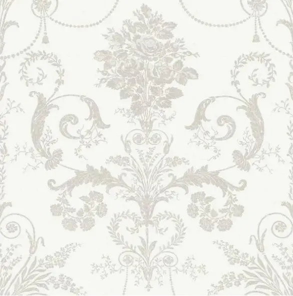 Laura Ashley Josette White/Dove Grey Wallpaper Sample 1