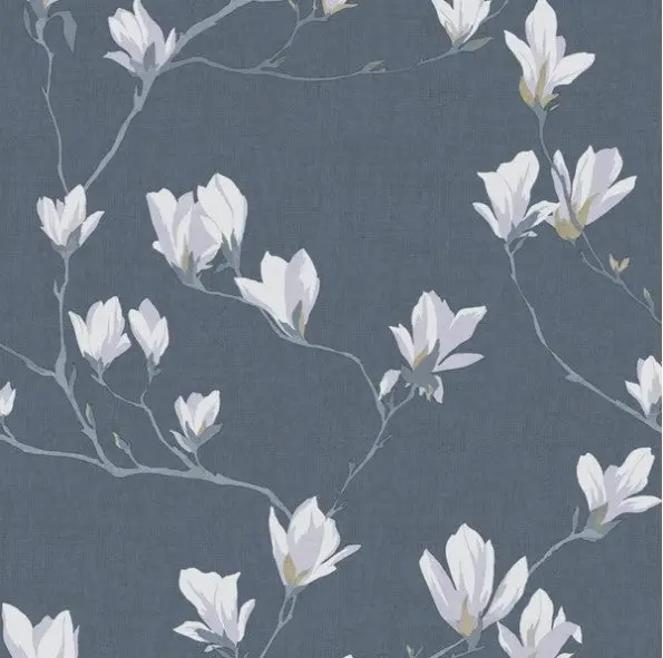 Laura Ashley Magnolia Grove Dusky Seaspray Wallpaper Sample 1