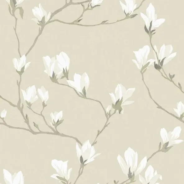 Laura Ashley Magnolia Grove Natural Wallpaper Sample 1