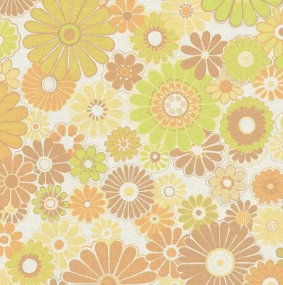Retro Chic Flower Power Wallpaper Yellow Sample 1