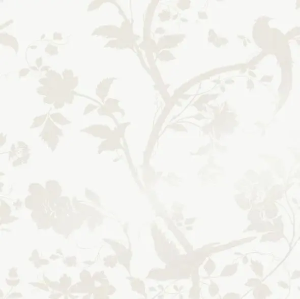 Laura Ashley Oriental Garden Pearlescent White Wallpaper Sample 1