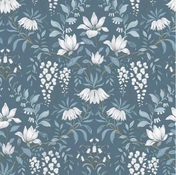 Laura Ashley Parterre Dark Seaspray Wallpaper Sample 1