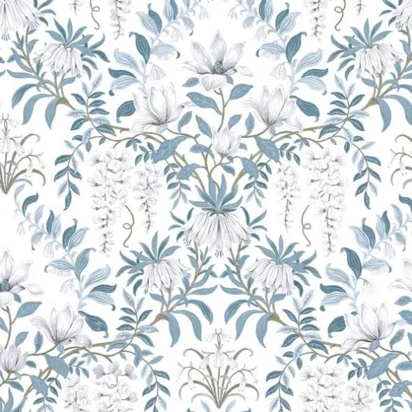 Laura Ashley Parterre Off White/Seaspray Wallpaper Sample 1
