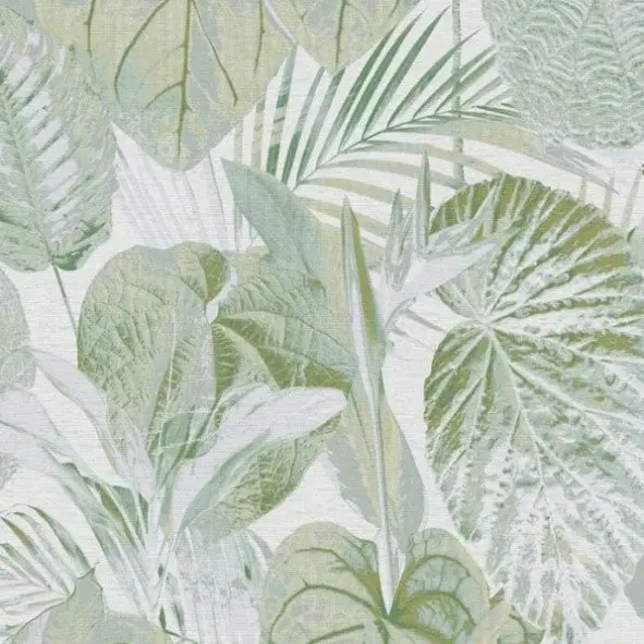 Grand Palm Tropical Leaf Wallpaper - Green Sample 1