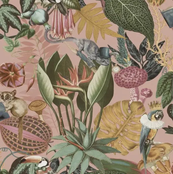 Wonderland Jungle Wallpaper Blush Sample 1