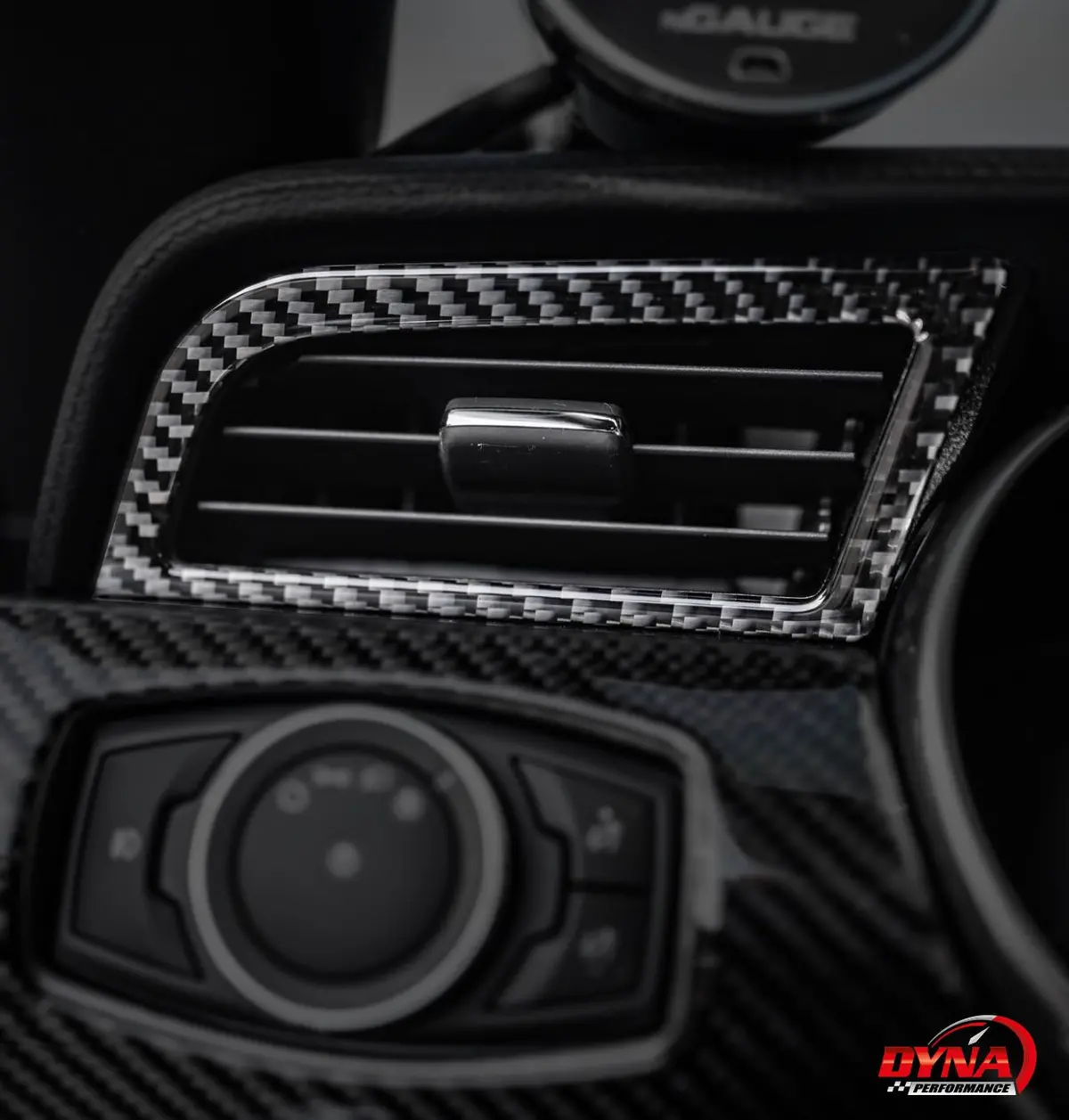 Dynacarbon™️ 2 Pcs Carbon Fiber Side Ac Outlet Trim Overlay For Ford Mustang 2015-2023 1