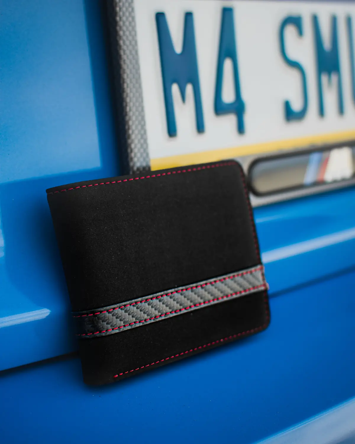 Dynacarbon™ Corsa Series Alcantara Carbon Fiber Striped Wallet 1