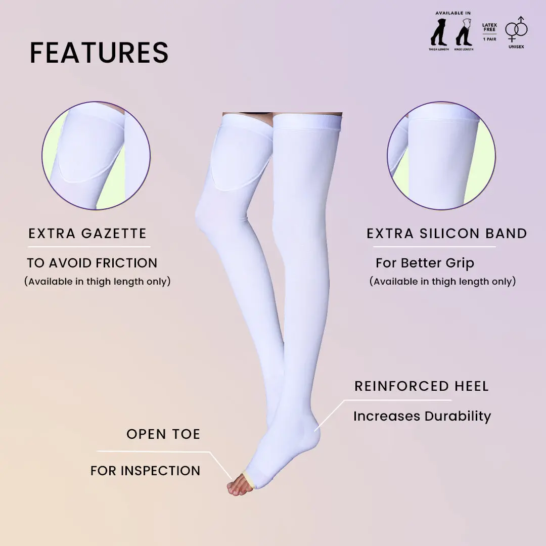 Sorgen Thigh Length Anti Embolism Dvt Stockings White, 1 Pair 1