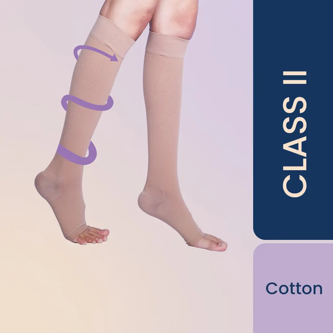 Sorgen Premiere (Cotton) Compression Stockings Class 2 Knee Length For Varicose Veins (Small) 1