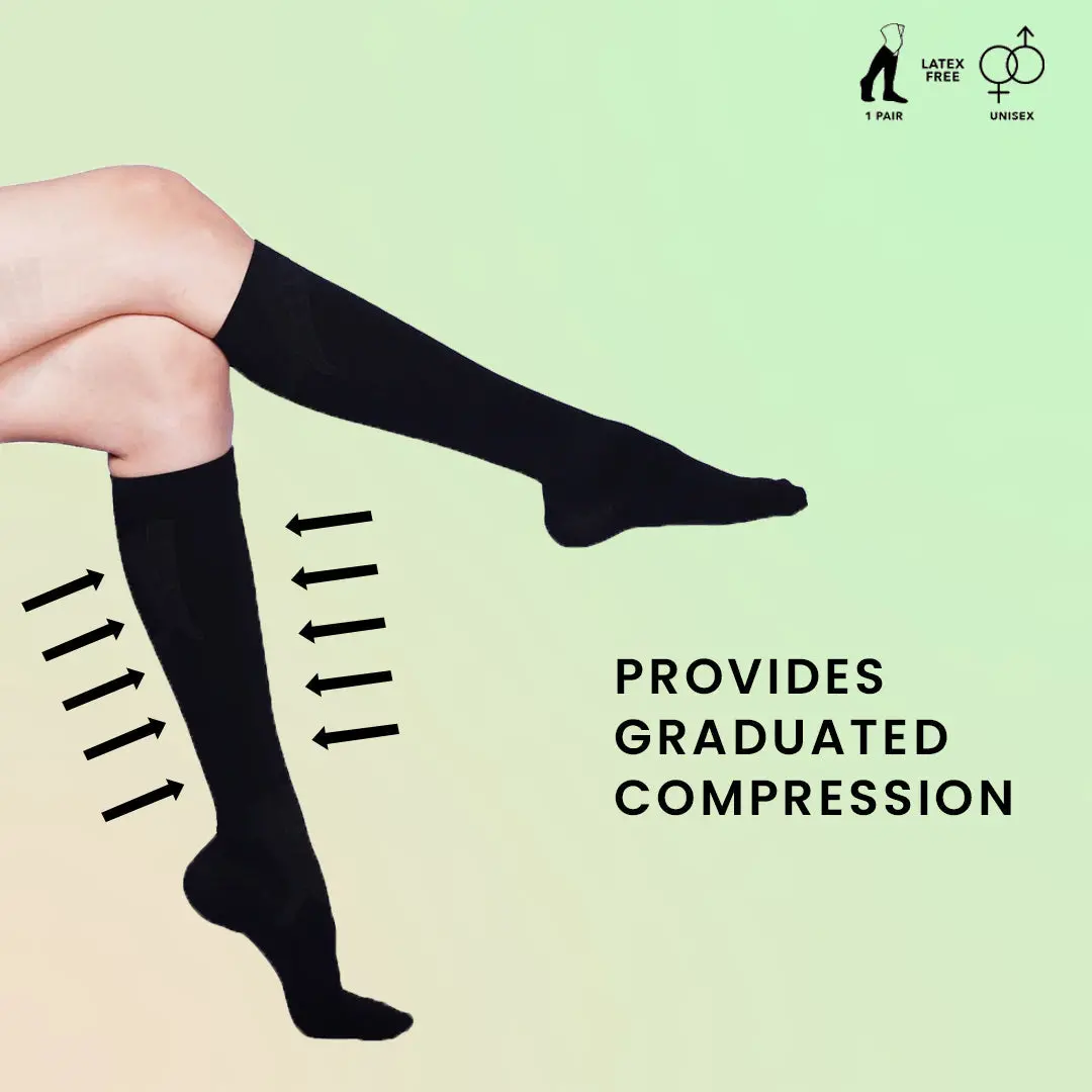 Sorgen Premium Travel Support Socks Flight Socks Relieves Tired And Aching Legs, Pain And Swellings, Prevents Flight-Related Dvt. (Black, Small) 1