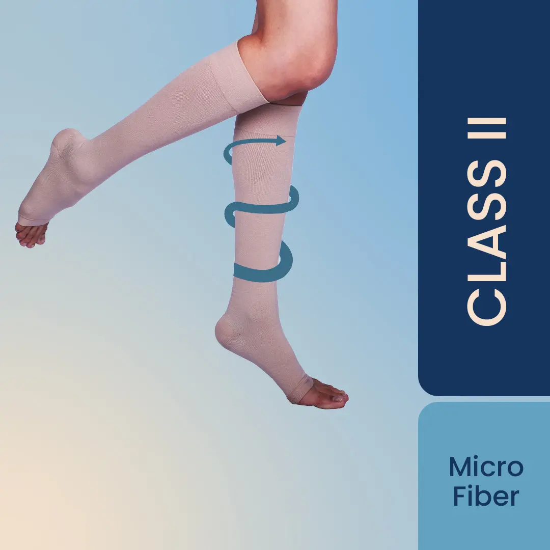 Sorgen Royale (Microfiber) Extra Soft Superior Fabric Medical Compression Stockings For Varicose Veins Class 2 Knee Length In Eco-Friendly Zip Pouch. (Small) 1