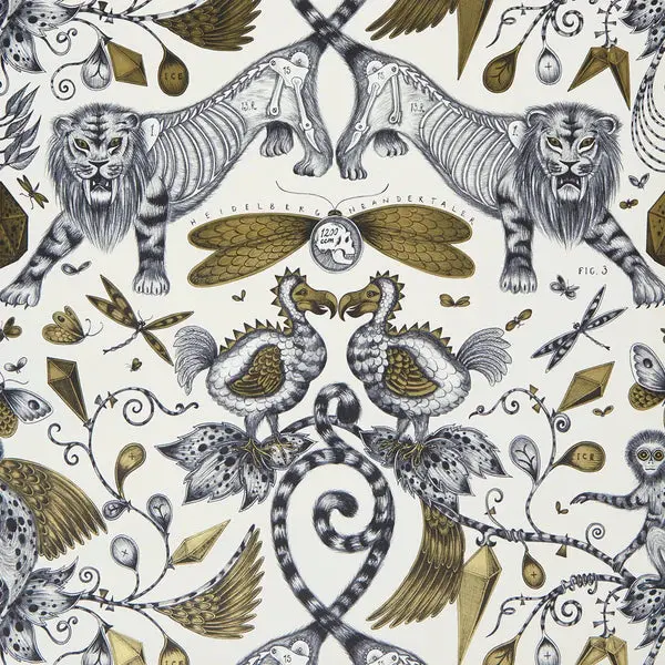 Clarke & Clarke Extinct Wallpaper- Gold Sample 1