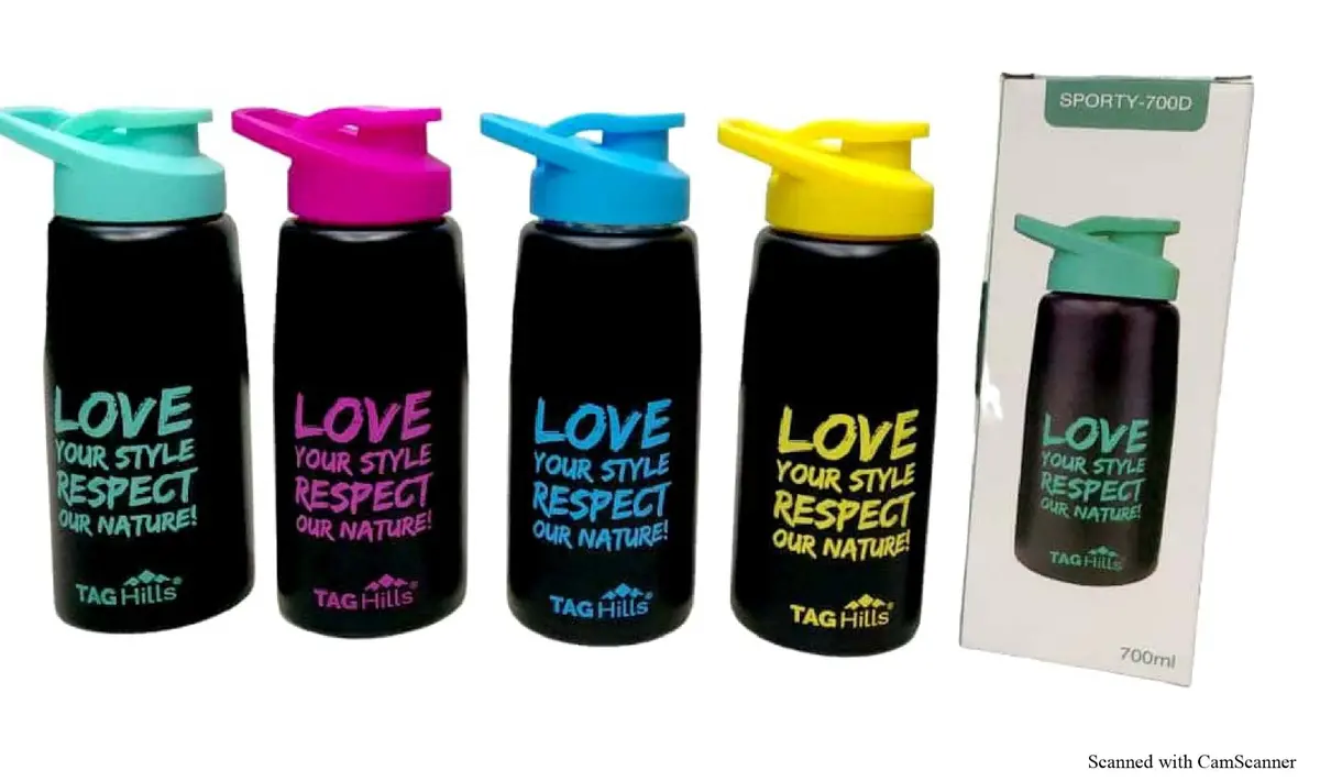 Tag Hills Sporty Water Bottle, Set Of 3, Multicolour Matching Print Each 700Ml 1