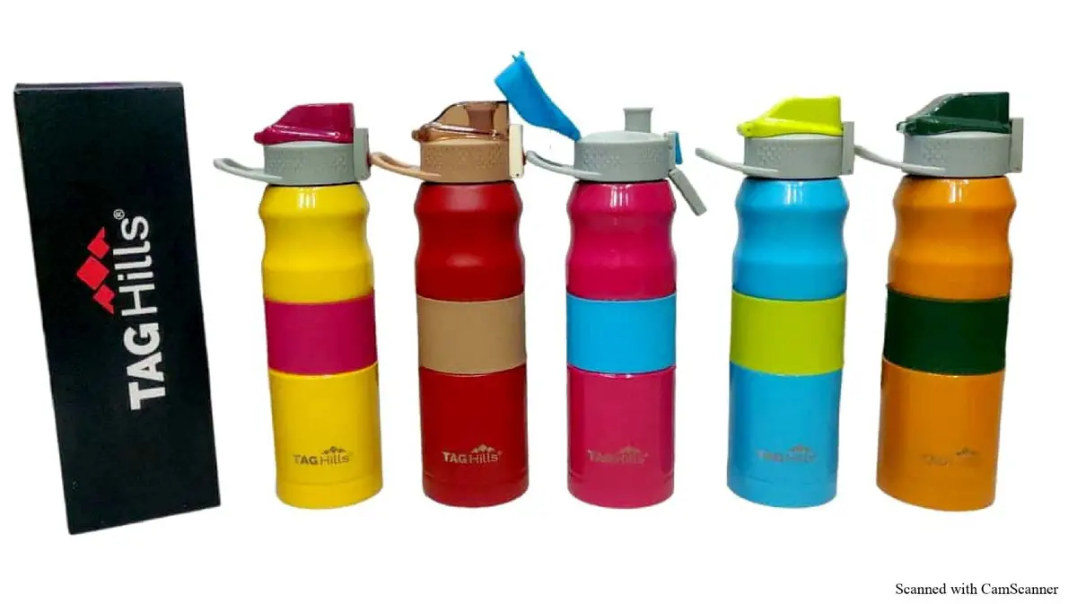 Tag Hills Camy Water Bottle With Button Flip Lock Open& Handle, Set Of 3, Multicolour Each 850 Ml 1