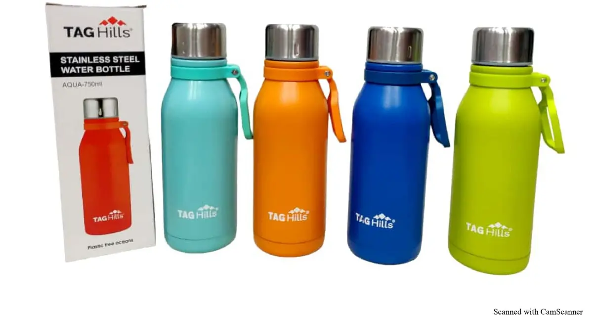 Tag Hills Aqua Sports Water Bottle With Handle Cap Mattle Colours, Set Of 3 Each 750Ml 1