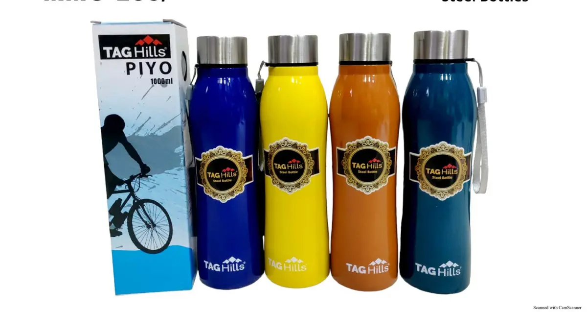 Tag Hills Piyo Stainless Steel Water Bottle Set Of 3, Multicolour,Each 1000Ml 1