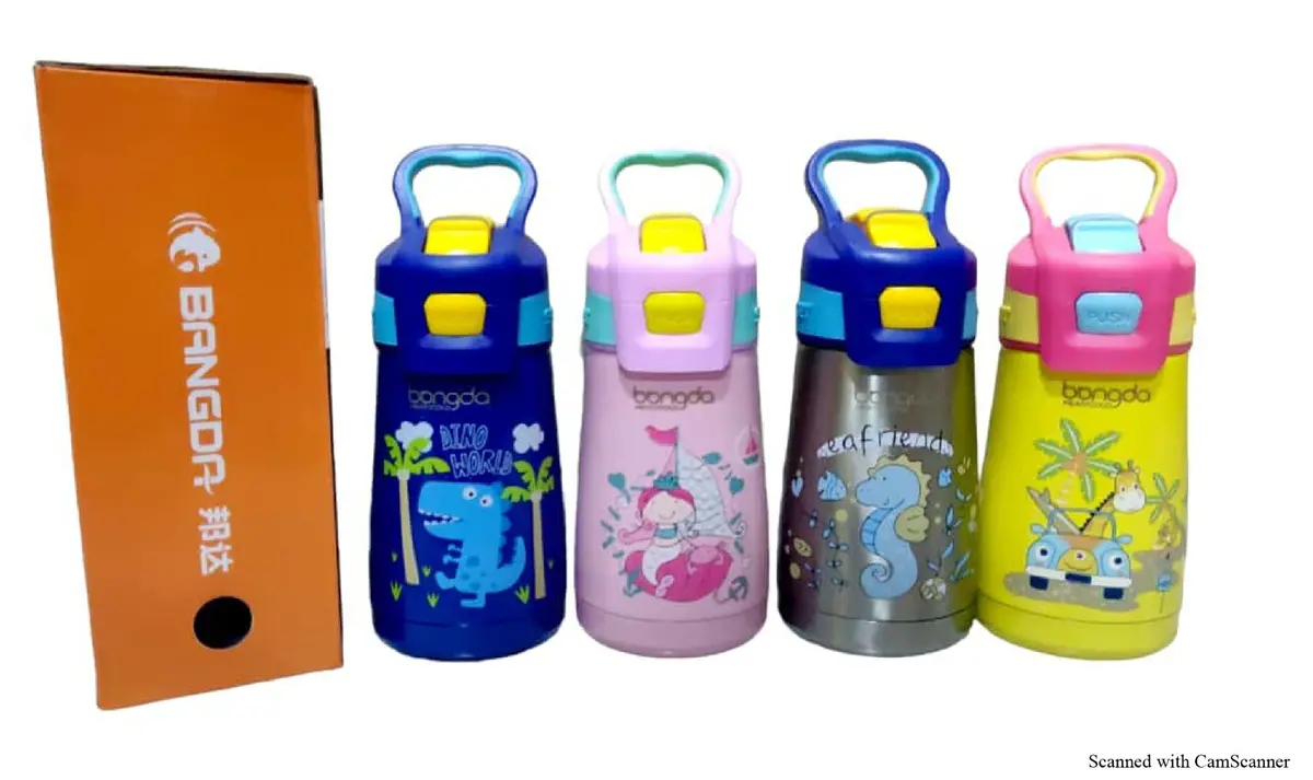 Tag Hills Kids Water Bottle With Hot & Cold  Set Of 3, Multicolour Unique Design Each 350 Ml 1